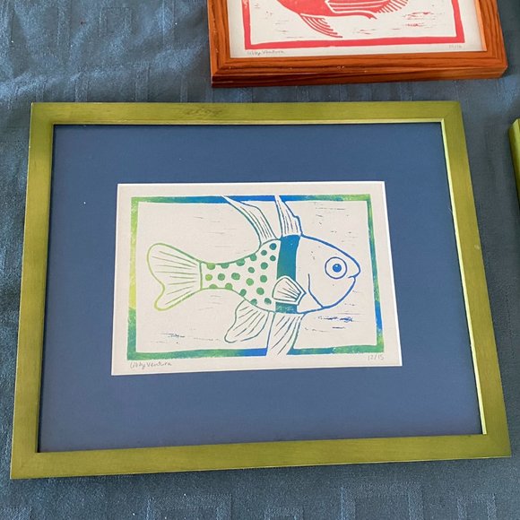 Set of 4 fish block prints - Picture 2 of 5